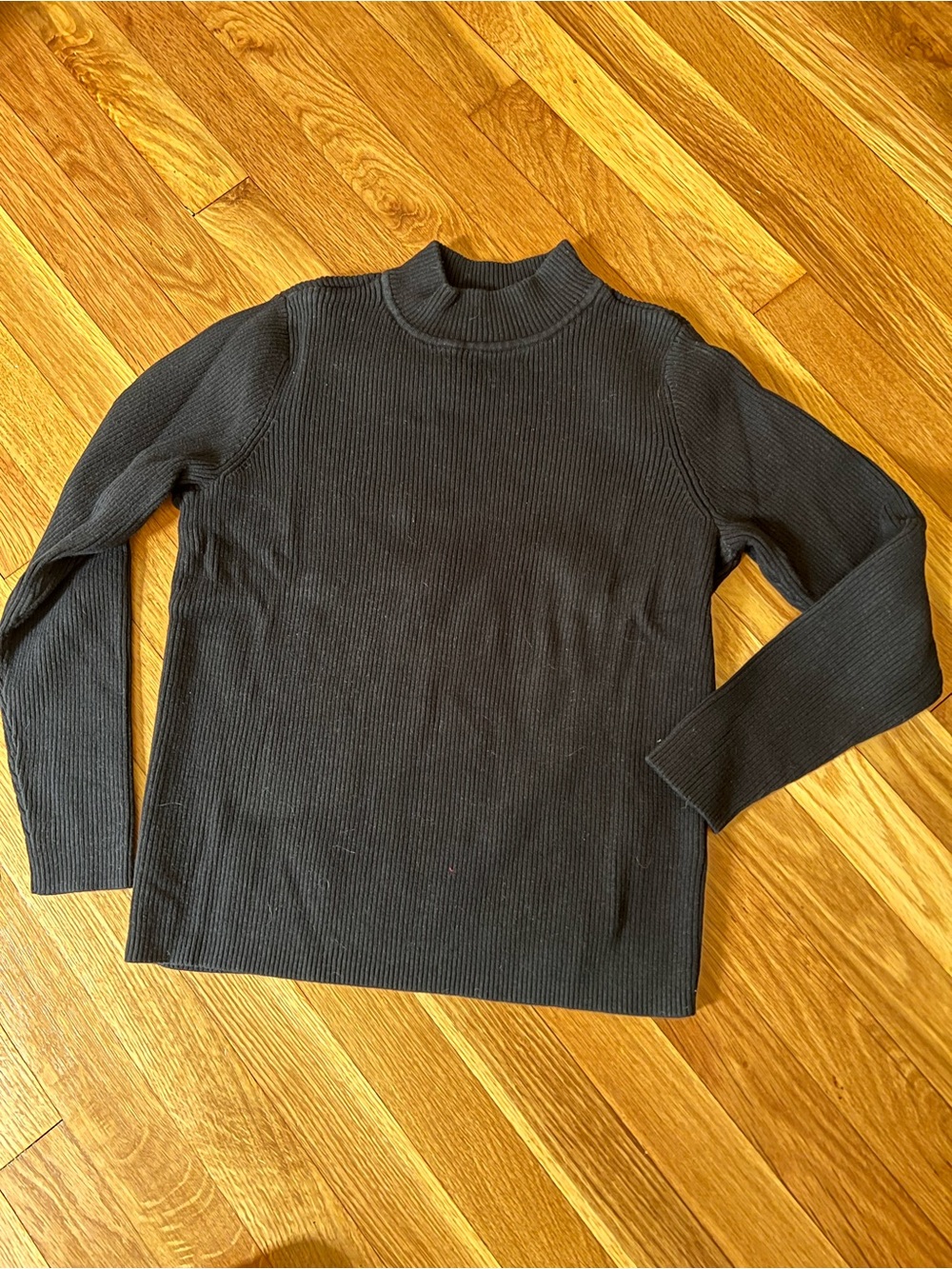 Karen Scott Black Ribbed Mock Turtleneck Sweater